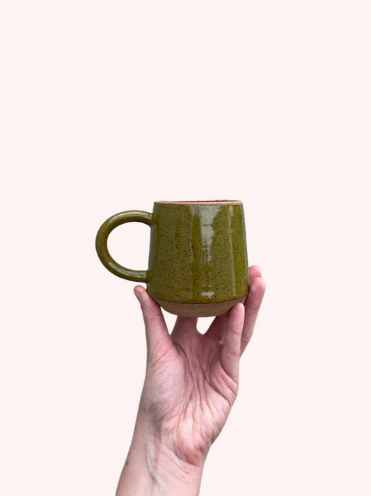 Speckled Olive Green Pyramid Mug